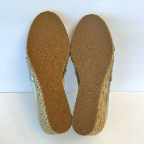 Jack Rogers Palmer Metallic Light Gold Criss-Cross  Espadrille Wedges, size 8.5