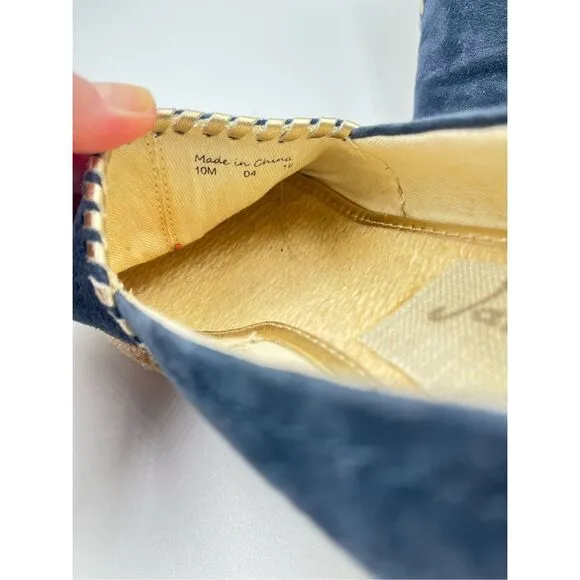 Jack Rogers Preppy Palmer Wedges Espadrille Suede Midnight Blue Gold size US 10