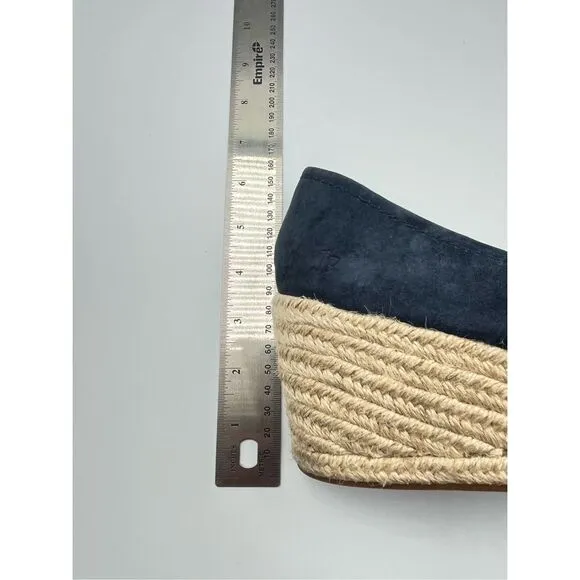 Jack Rogers Preppy Palmer Wedges Espadrille Suede Midnight Blue Gold size US 10