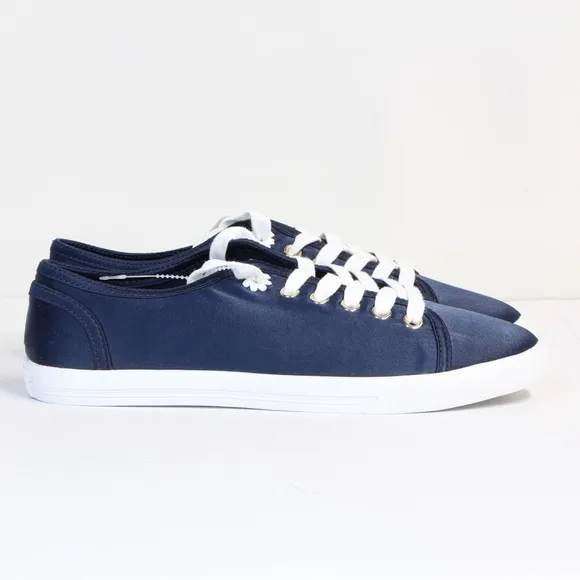 Jack Rogers Women's Lia Midnight Navy Satin Lace Up Sneaker NWT