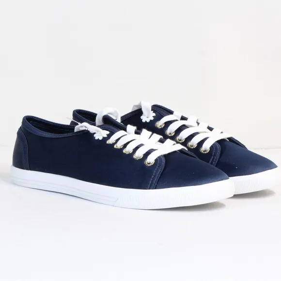 Jack Rogers Women's Lia Midnight Navy Satin Lace Up Sneaker NWT