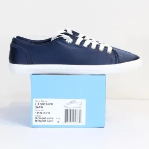 Jack Rogers Women's Lia Midnight Navy Satin Lace Up Sneaker NWT