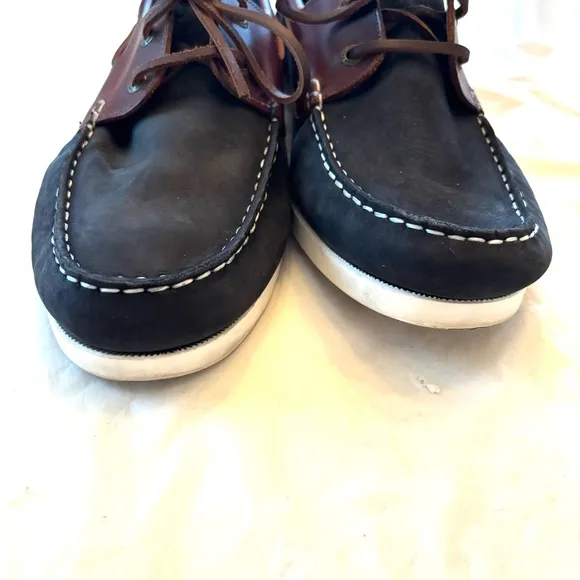 Jack Wills Leather Boat Shoes - Navy and Brown SZ 12 Worn 1X