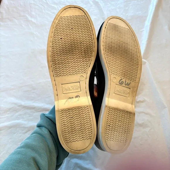 Jack Wills Leather Boat Shoes - Navy and Brown SZ 12 Worn 1X