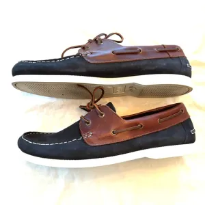 Jack Wills Leather Boat Shoes - Navy and Brown SZ 12 Worn 1X