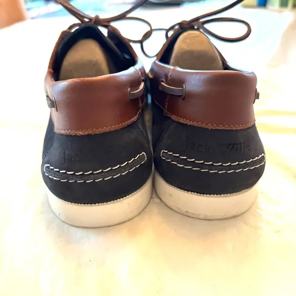 Jack Wills Leather Boat Shoes - Navy and Brown SZ 12 Worn 1X