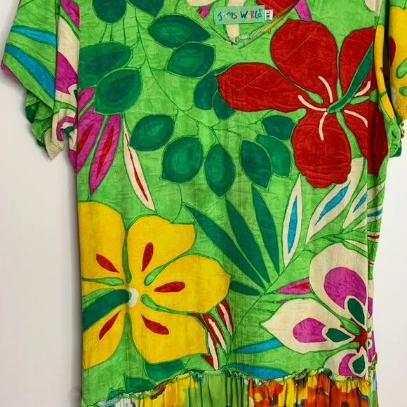 Jams World Hattie Shangri-La Drop Waist Printed Mini Floral Dress Womens XL
