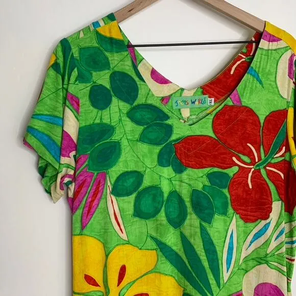 Jams World Hattie Shangri-La Drop Waist Printed Mini Floral Dress Womens XL