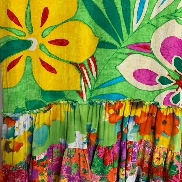 Jams World Hattie Shangri-La Drop Waist Printed Mini Floral Dress Womens XL