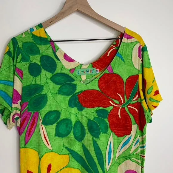 Jams World Hattie Shangri-La Drop Waist Printed Mini Floral Dress Womens XL