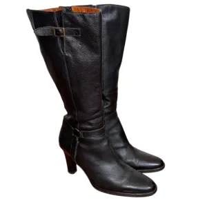 J.Crew Black Pebbled Leather Heeled Boots Size 10