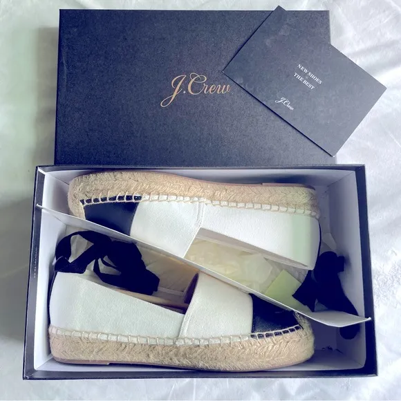 J.Crew Canvas espadrille flats with leather cap toe