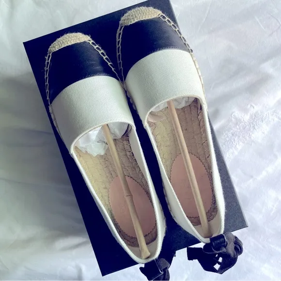 J.Crew Canvas espadrille flats with leather cap toe