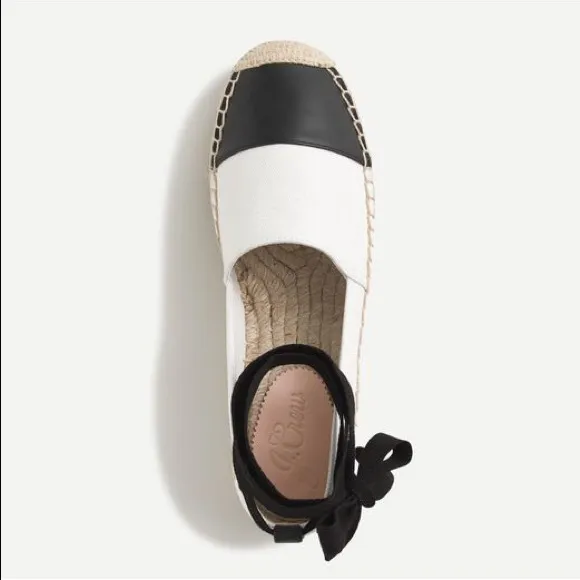 J.Crew Canvas espadrille flats with leather cap toe