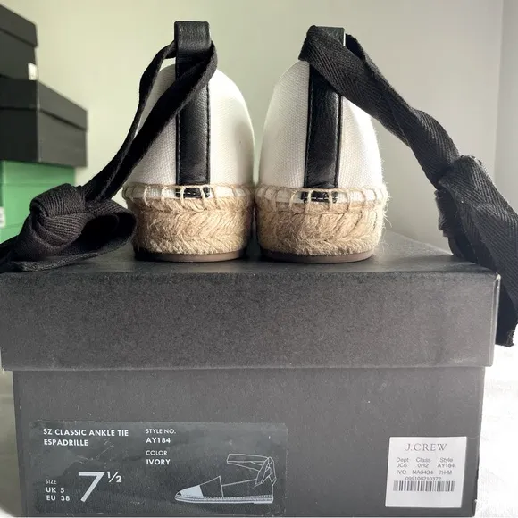 J.Crew Canvas espadrille flats with leather cap toe