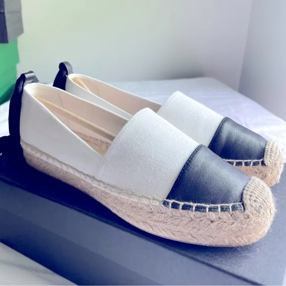 J.Crew Canvas espadrille flats with leather cap toe