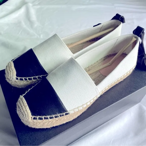 J.Crew Canvas espadrille flats with leather cap toe
