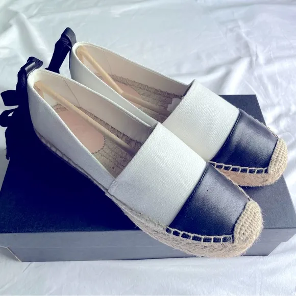 J.Crew Canvas espadrille flats with leather cap toe
