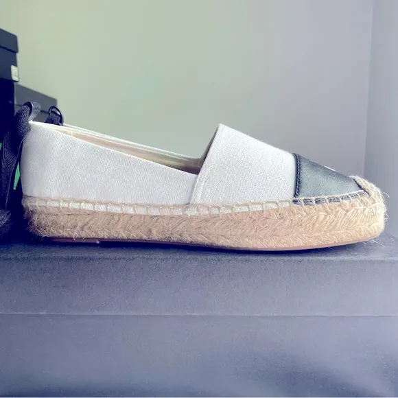 J.Crew Canvas espadrille flats with leather cap toe