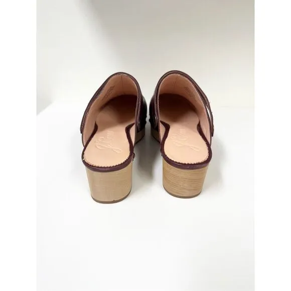 J.Crew Convertible Leather Wooden Clogs Mules 9 1/2 Port Wine Oxblood J. Crew