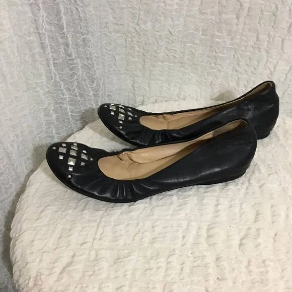 J.Crew Leather Studded Flats Size 10