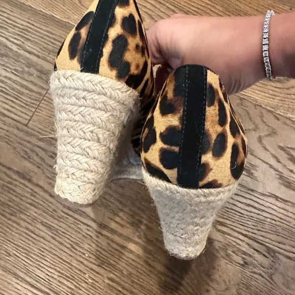 J.Crew Seville espadrille wedges in leopard calf hair NEW