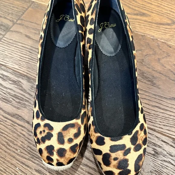 J.Crew Seville espadrille wedges in leopard calf hair NEW