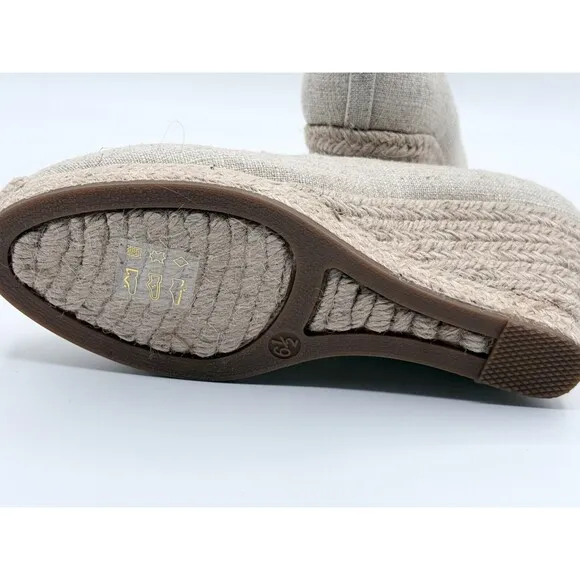 J.CREW Women's Size 6.5 Gold Beige Metallic Canvas Seville Espadrille Wedge NWOB