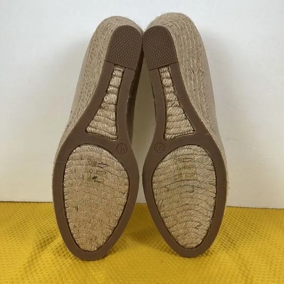 J Crew Canvas Espadrille Wedges Natural Beige 10.5