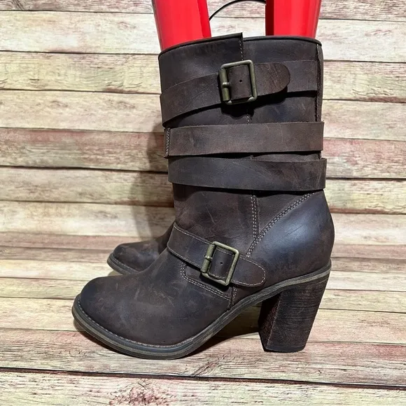 Jeffery Campbell Brown Leather France Heeled Boots