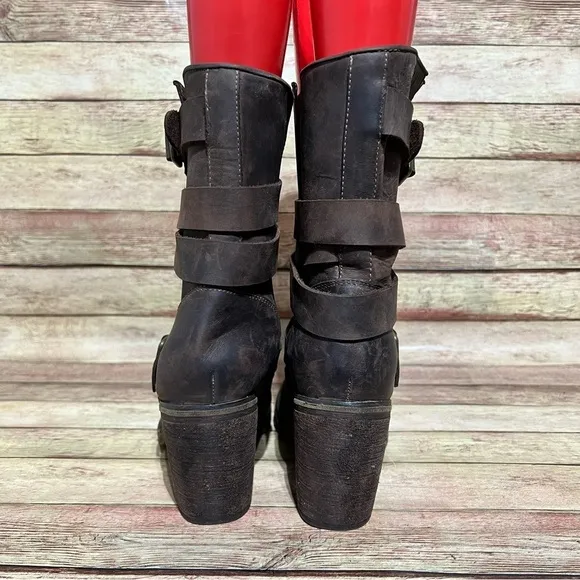 Jeffery Campbell Brown Leather France Heeled Boots