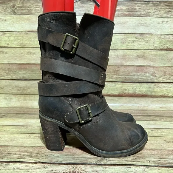 Jeffery Campbell Brown Leather France Heeled Boots