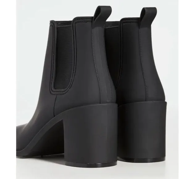 Jeffery Campbell Hurricane square toe rubber boots.
