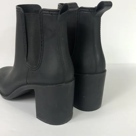 Jeffery Campbell Hurricane square toe rubber boots.