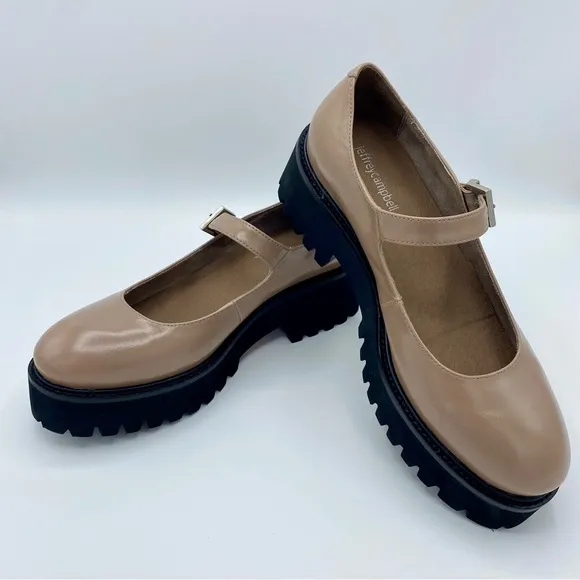 Jeffrey Campbell Beige Box Mary Jane Platform Pump Size 9