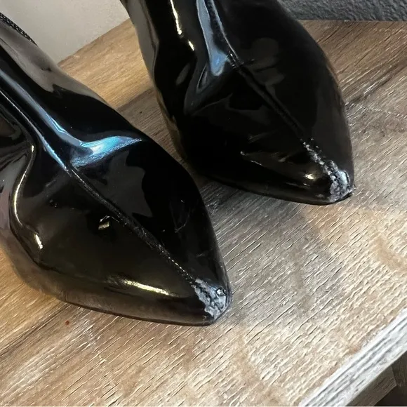Jeffrey Campbell Black Patent Siren Heeled Boot 7.5