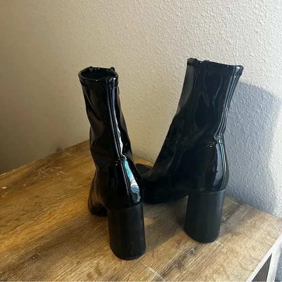 Jeffrey Campbell Black Patent Siren Heeled Boot 7.5