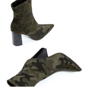 Jeffrey Campbell Camouflage Black Green Siren Boots/Booties 9 Pointed Toe Camo