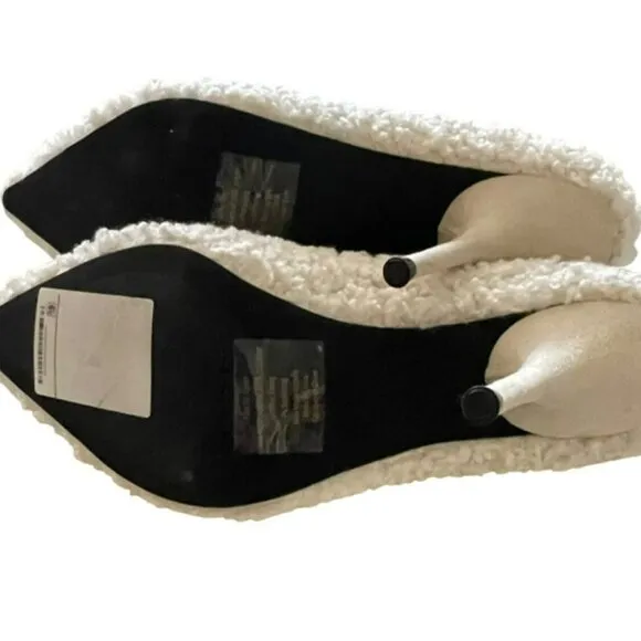 Jeffrey Campbell Ivory Sherpa Textured Heels Pump Shoes Size 8