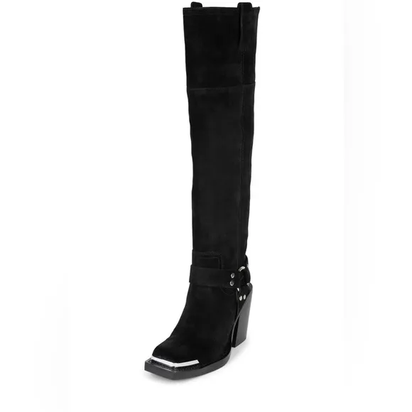 Jeffrey Campbell | Mazatlan Western Over The Knee Suede Boots In Black Size 5.5