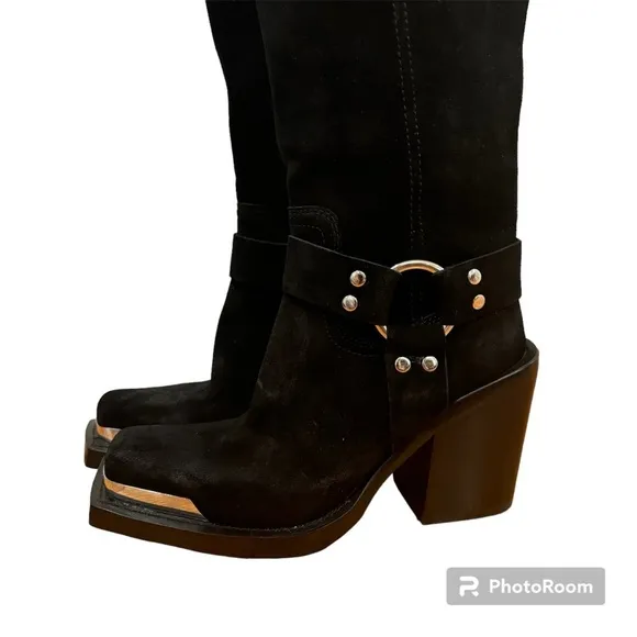 Jeffrey Campbell | Mazatlan Western Over The Knee Suede Boots In Black Size 5.5