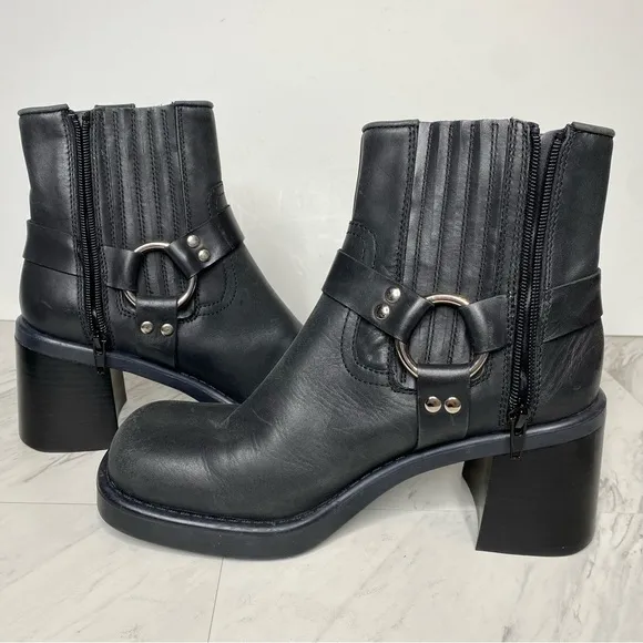 Jeffrey Campbell Operator Harness Black Leather Heeled Boot 9