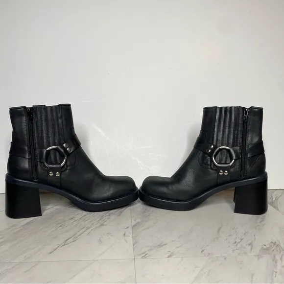 Jeffrey Campbell Operator Harness Black Leather Heeled Boot 9