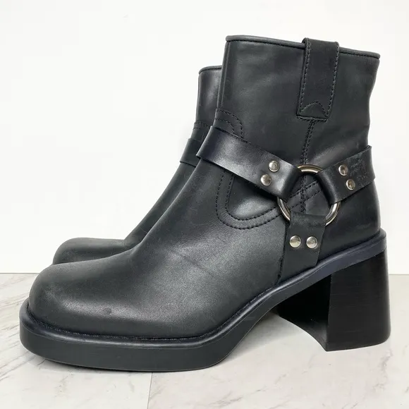 Jeffrey Campbell Operator Harness Black Leather Heeled Boot 9