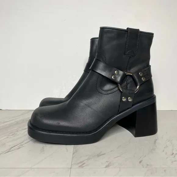 Jeffrey Campbell Operator Harness Black Leather Heeled Boot 9