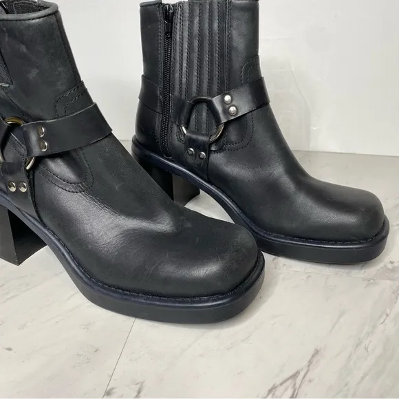 Jeffrey Campbell Operator Harness Black Leather Heeled Boot 9