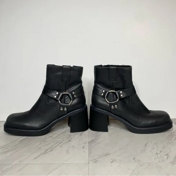 Jeffrey Campbell Operator Harness Black Leather Heeled Boot 9