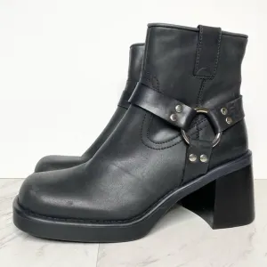 Jeffrey Campbell Operator Harness Black Leather Heeled Boot 9