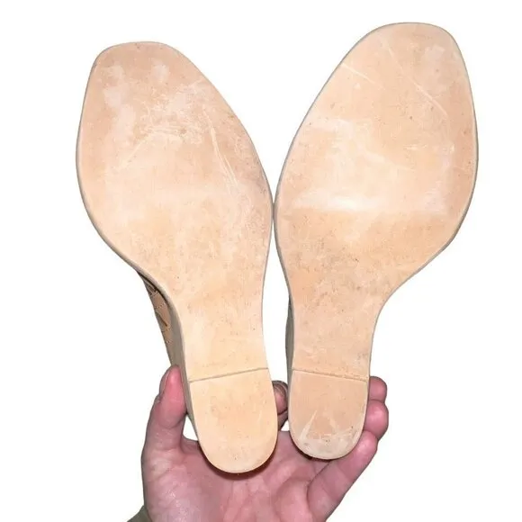 Jeffrey Campbell Rodillo‎ Cutout Tan Nude Leather Open Toe Wedges ~Woman Size 7
