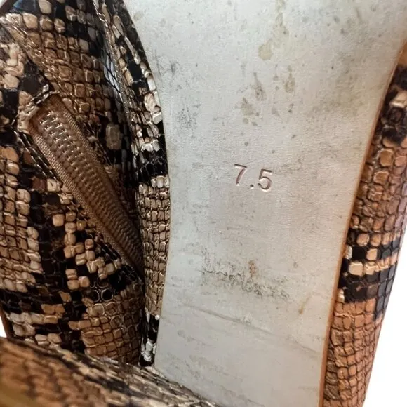 JEFFREY CAMPBELL Siren Snakeskin Pointed Toe Boots 7.5 Reptile Animal Print Tan